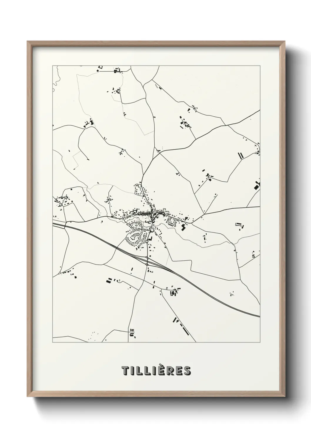 Une affiche de carte sur Tillières