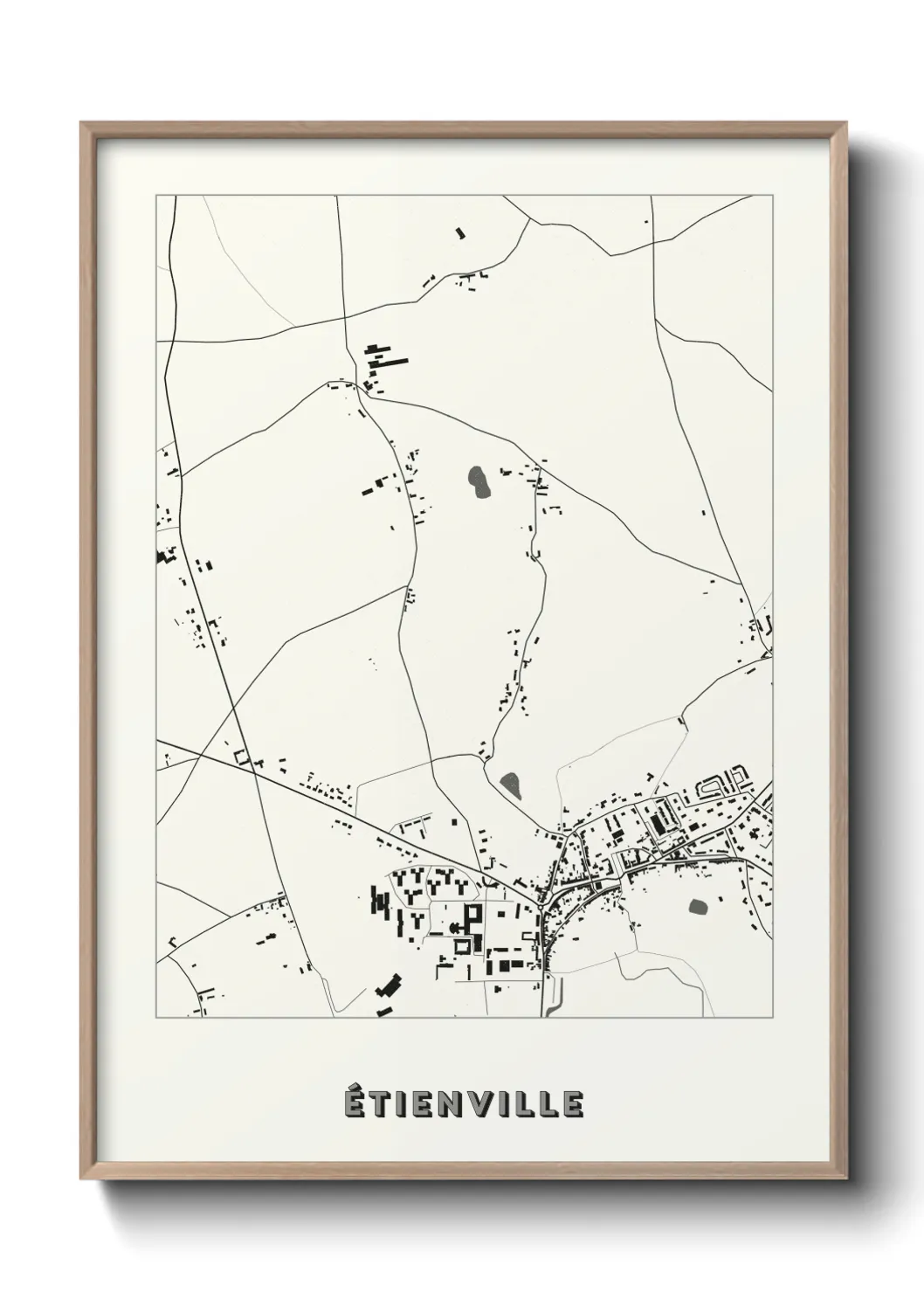 Une affiche de carte sur Étienville