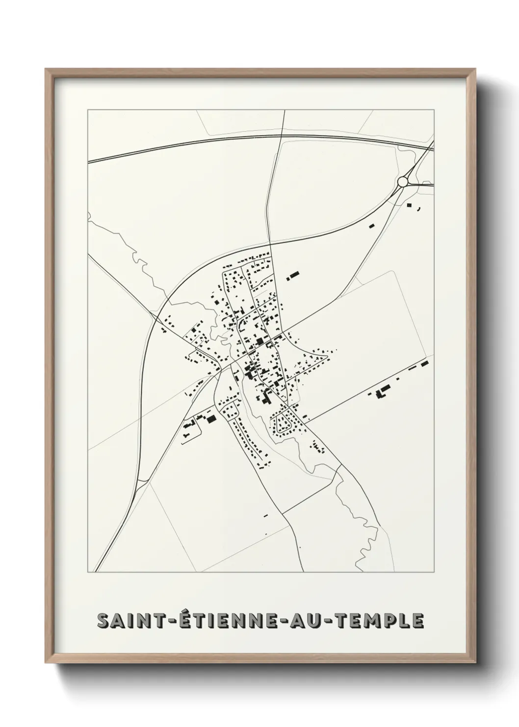 Une affiche de carte sur Saint-Étienne-au-Temple