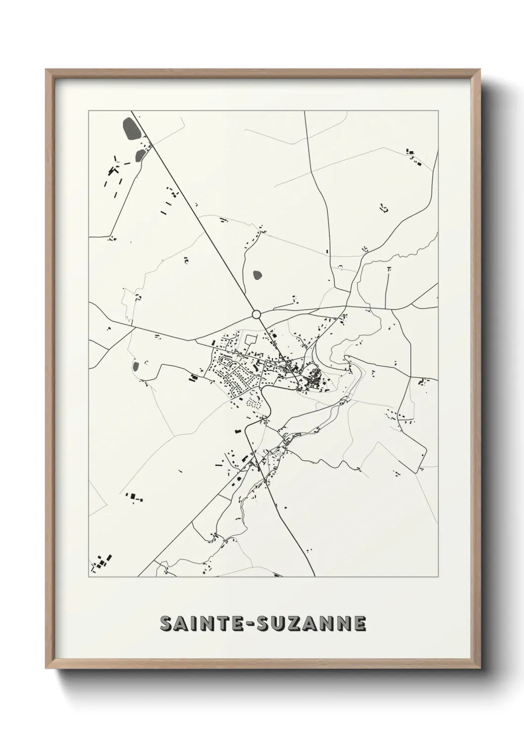 Une affiche de carte sur Sainte-Suzanne