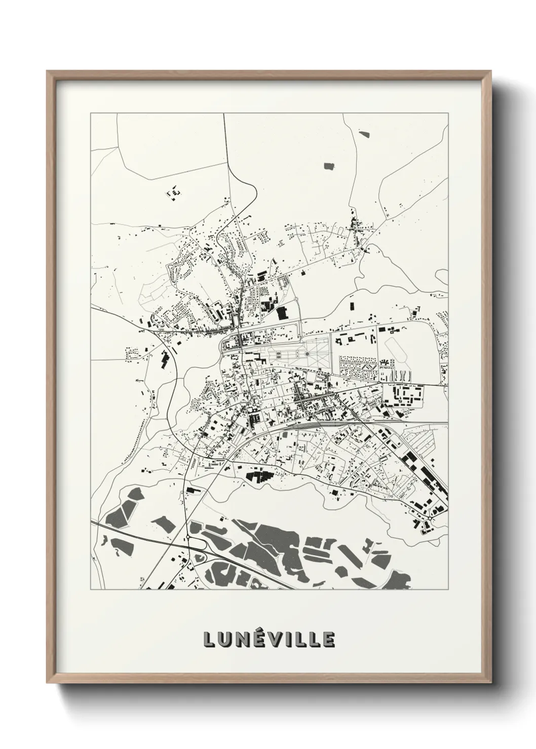 Une affiche de carte sur Lunéville