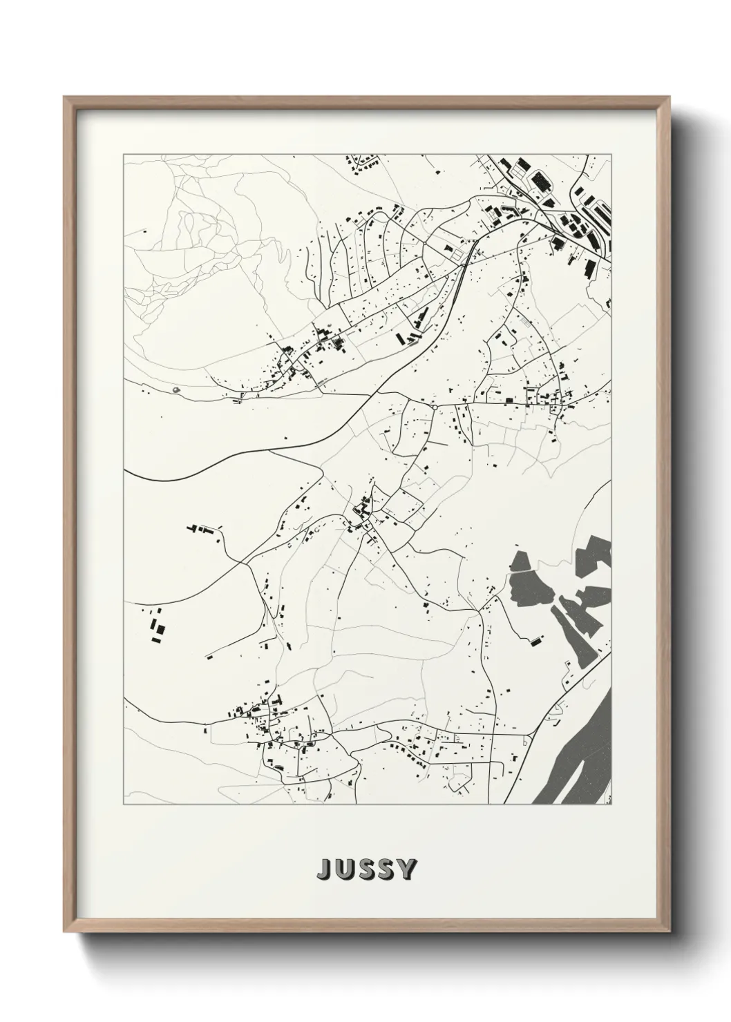 Une affiche de carte sur Jussy