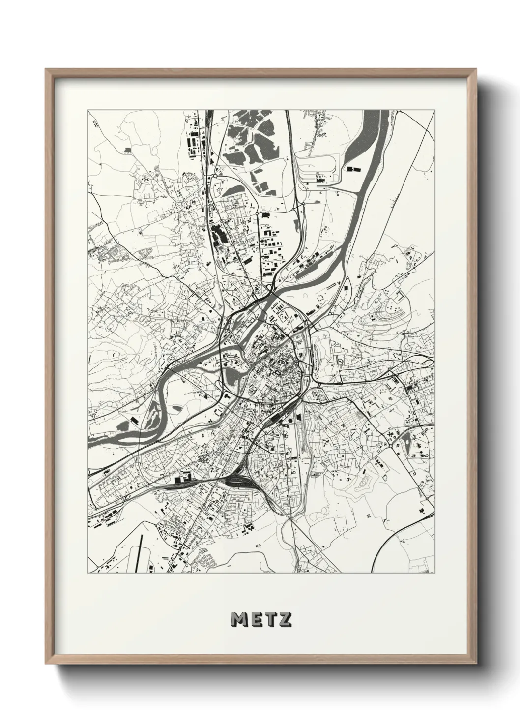 Une affiche de carte sur Metz