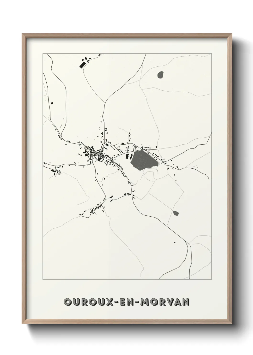 Une affiche de carte sur Ouroux-en-Morvan