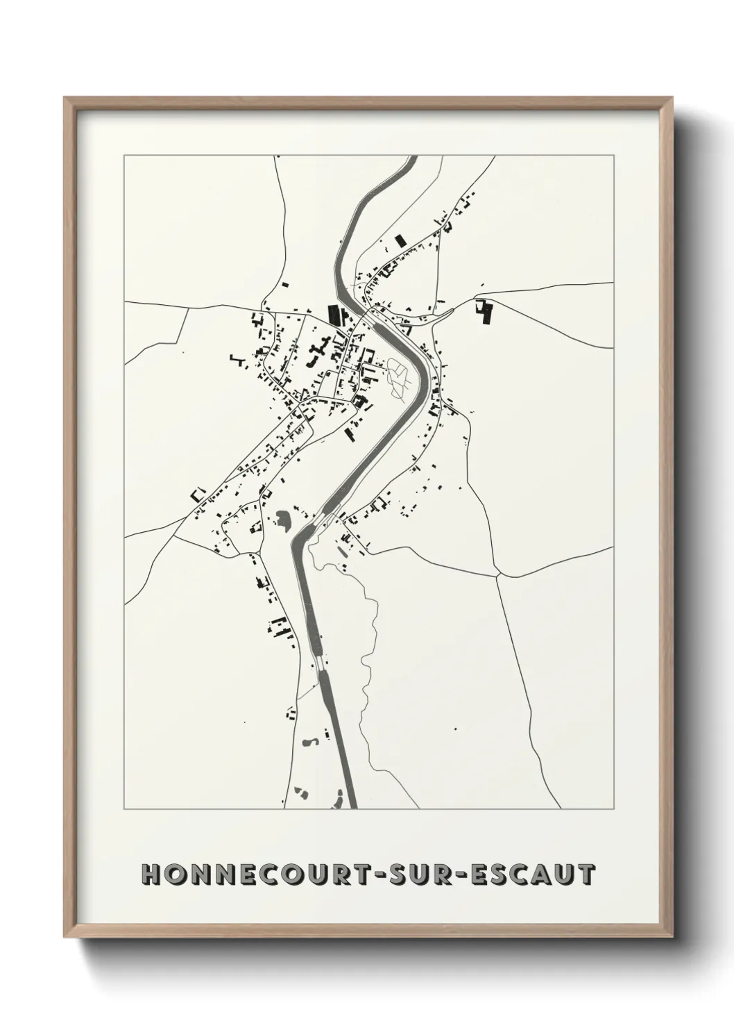 Une affiche de carte sur Honnecourt-sur-Escaut