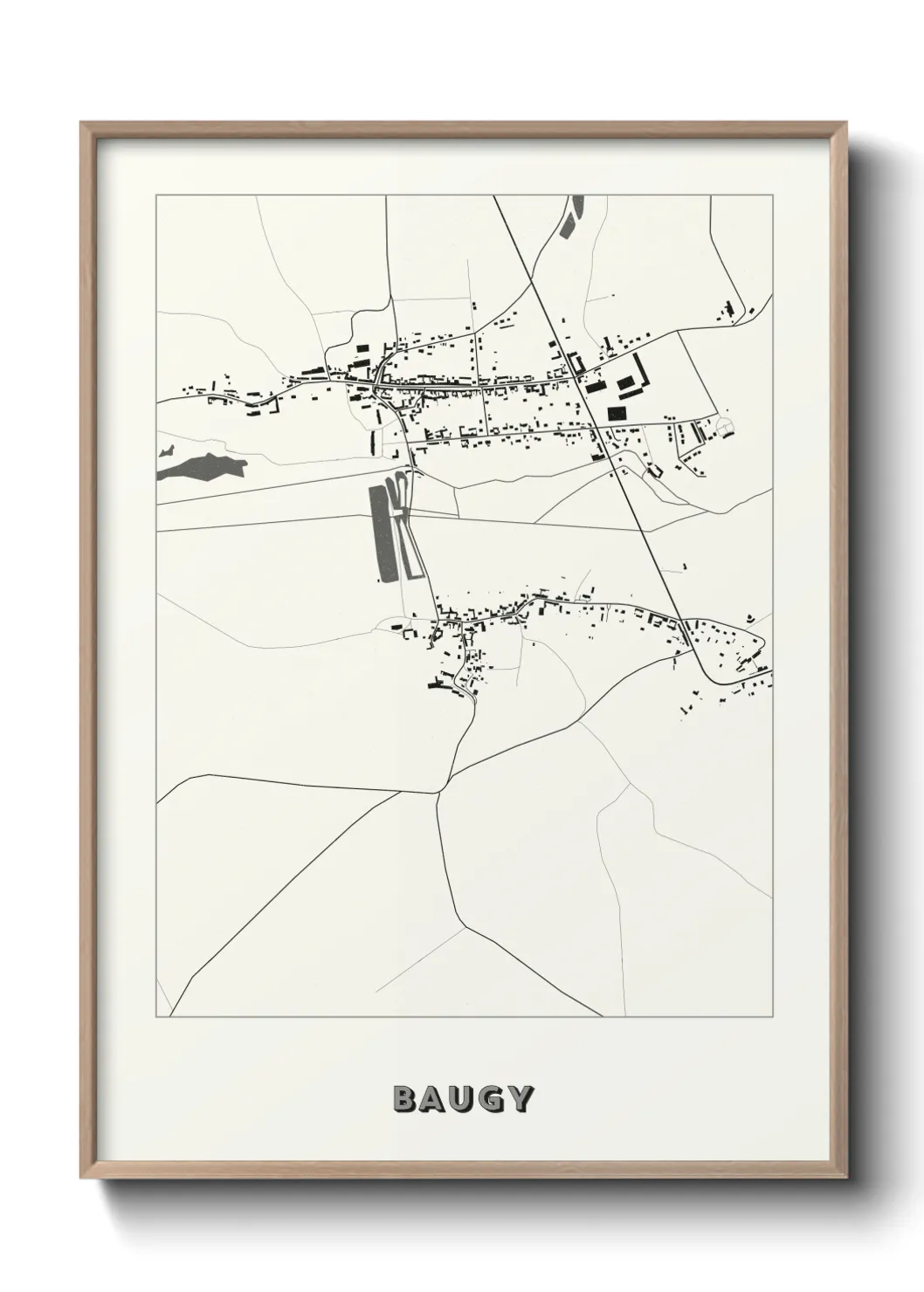 Une affiche de carte sur Baugy