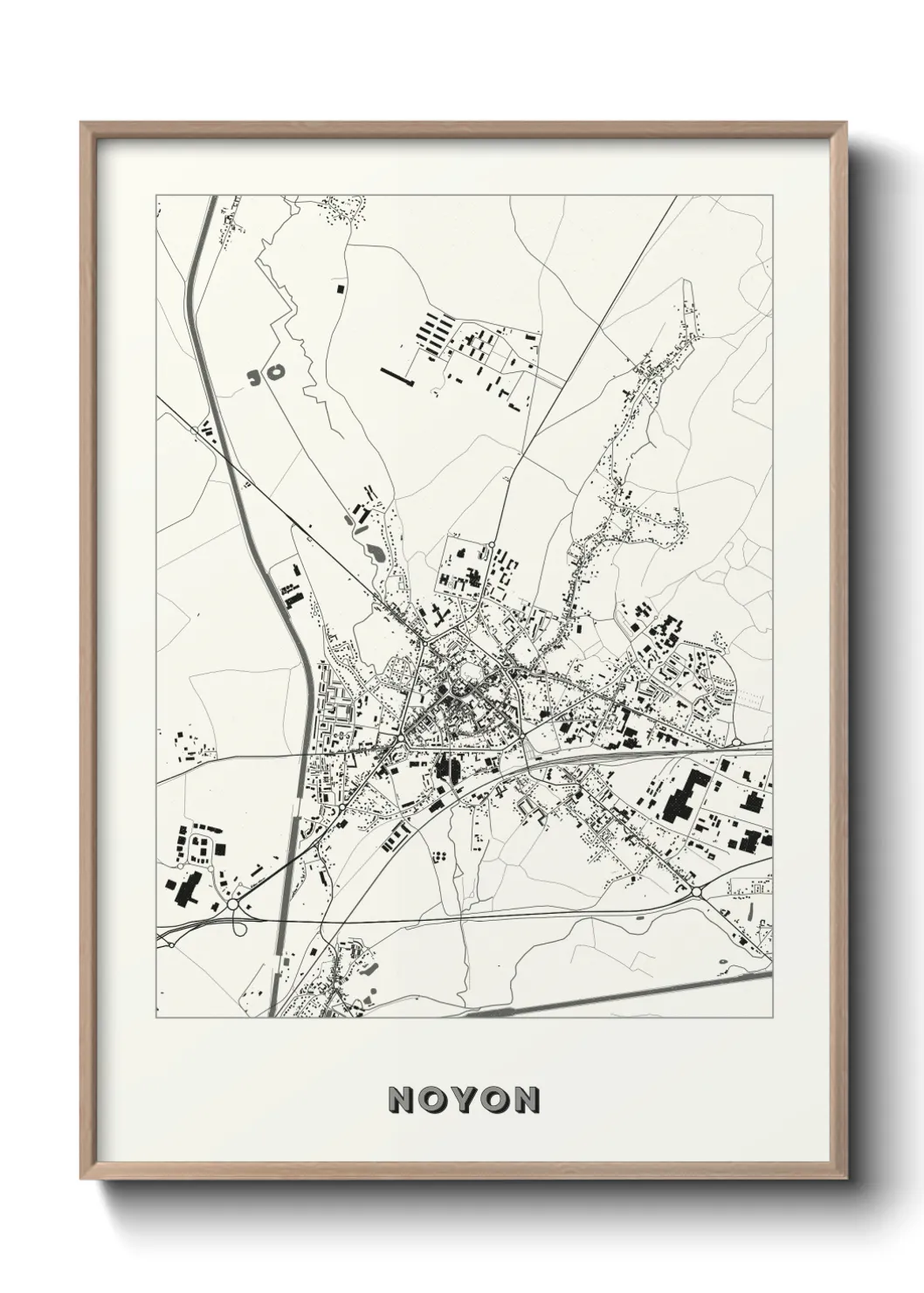 Une affiche de carte sur Noyon