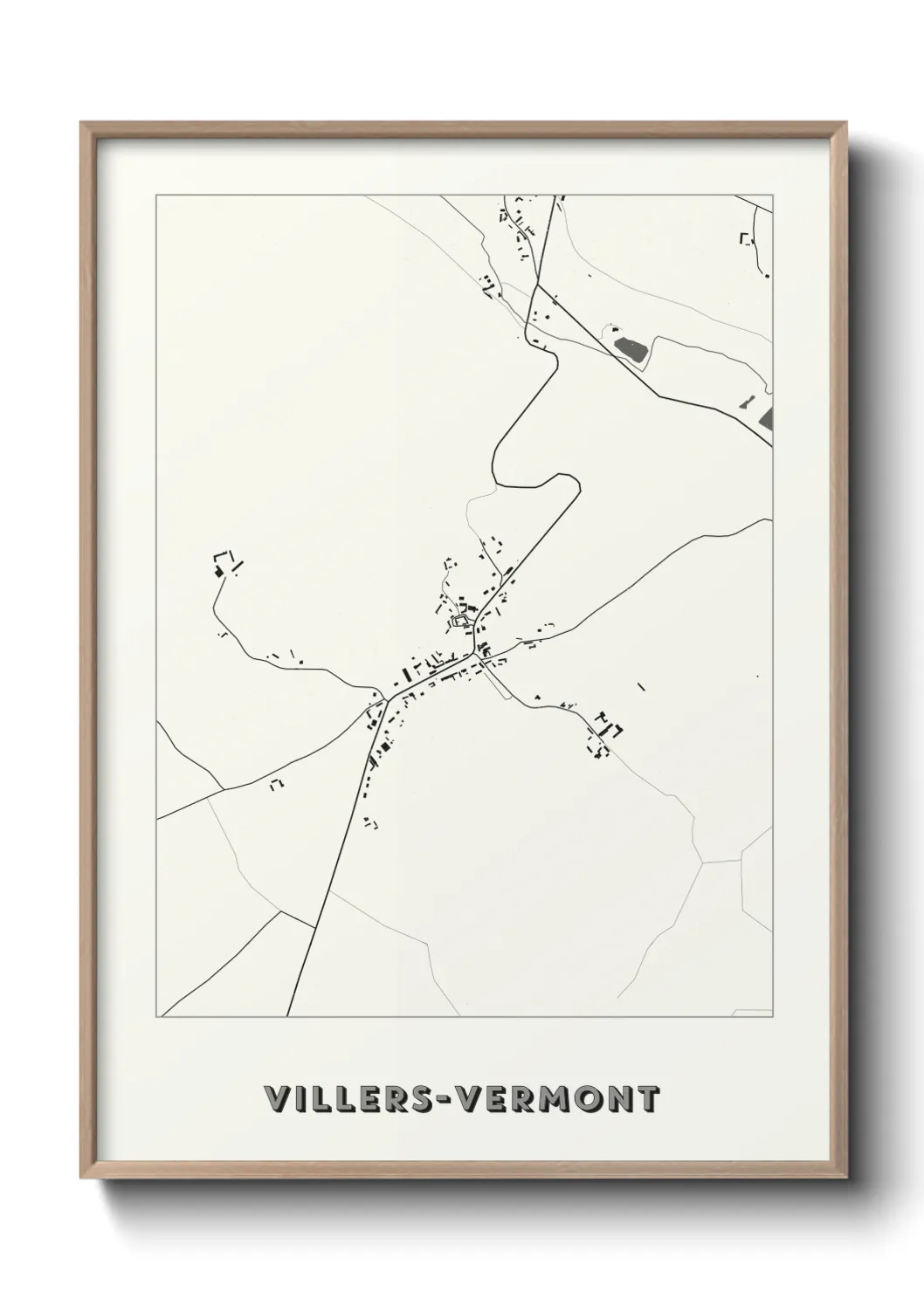 Une affiche de carte sur Villers-Vermont