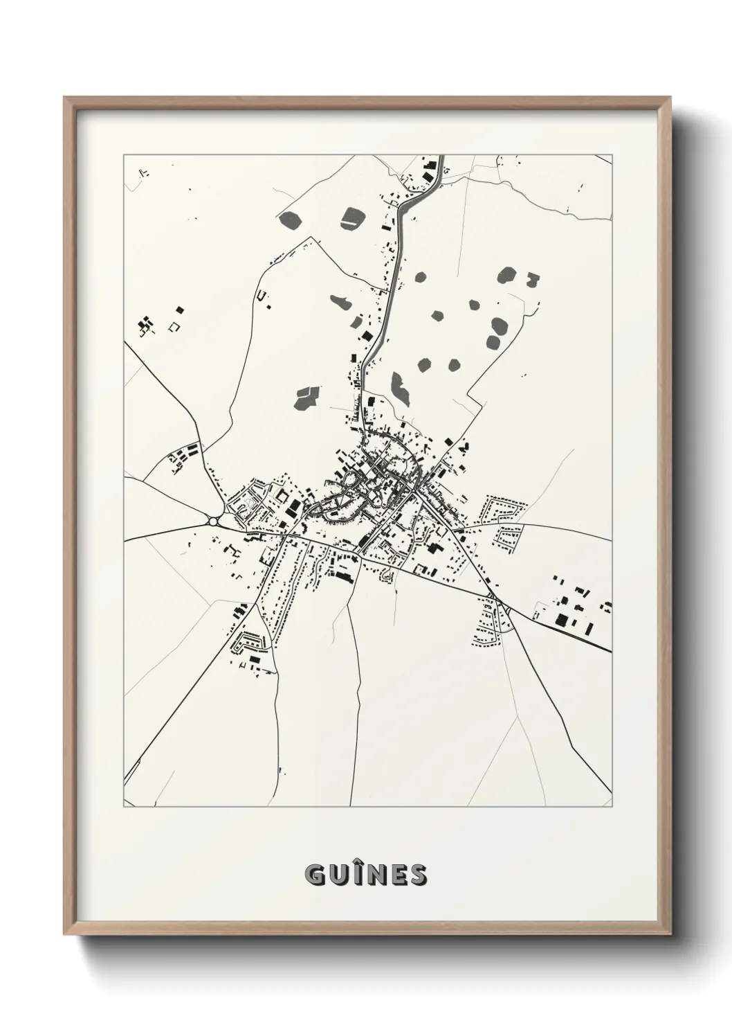 Une affiche de carte sur Guînes