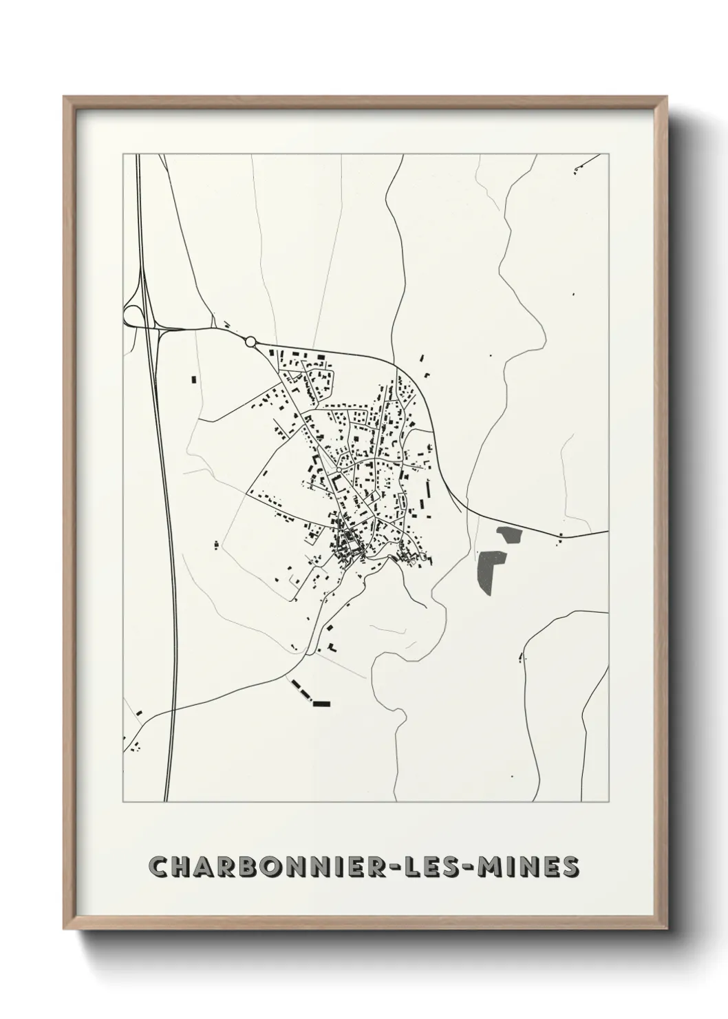 Une affiche de carte sur Charbonnier-les-Mines