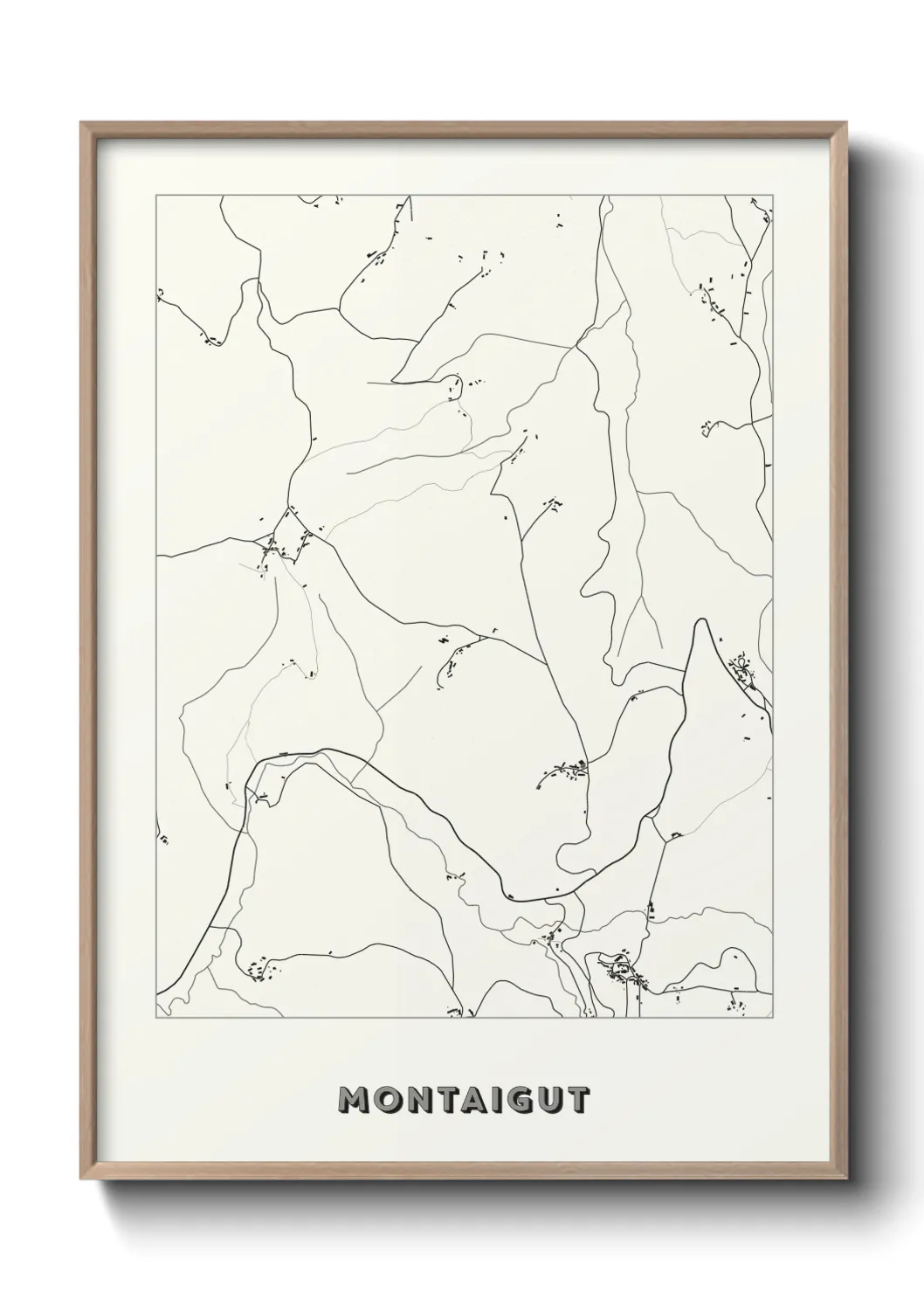 Une affiche de carte sur Montaigut