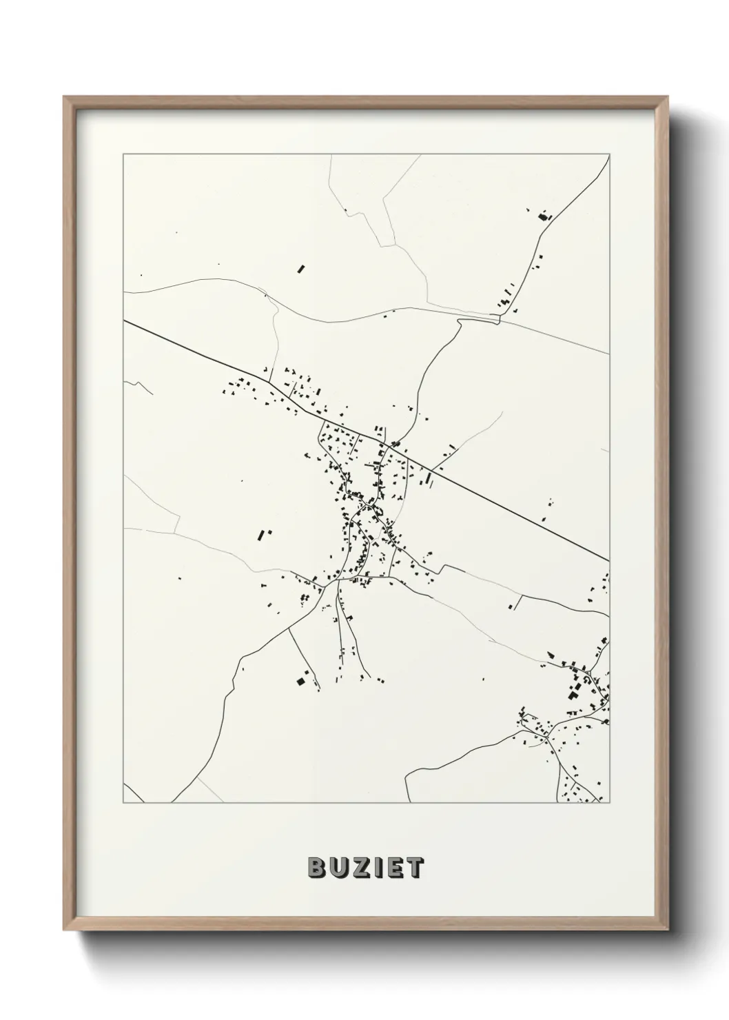 Une affiche de carte sur Buziet