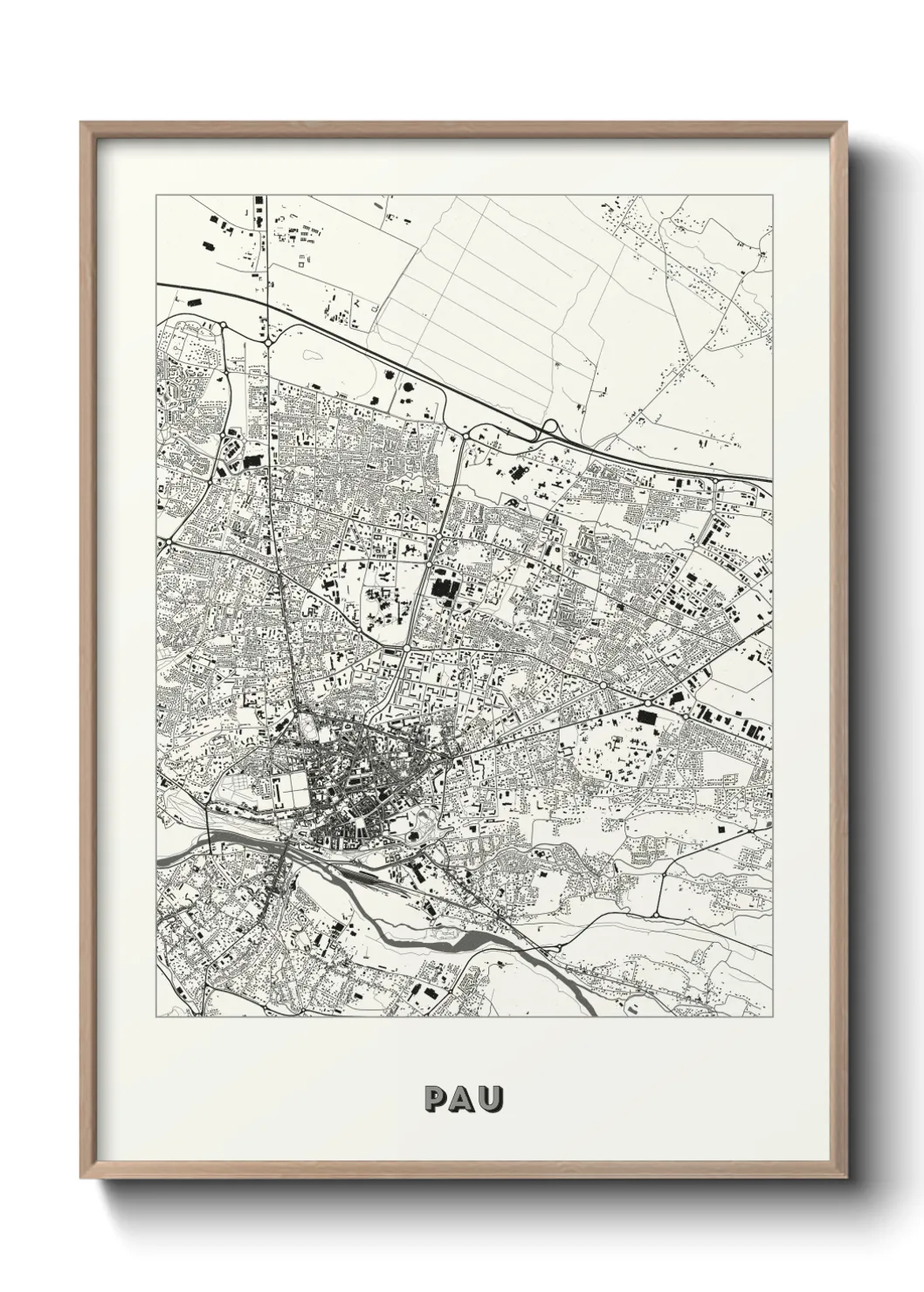 Une affiche de carte sur Pau