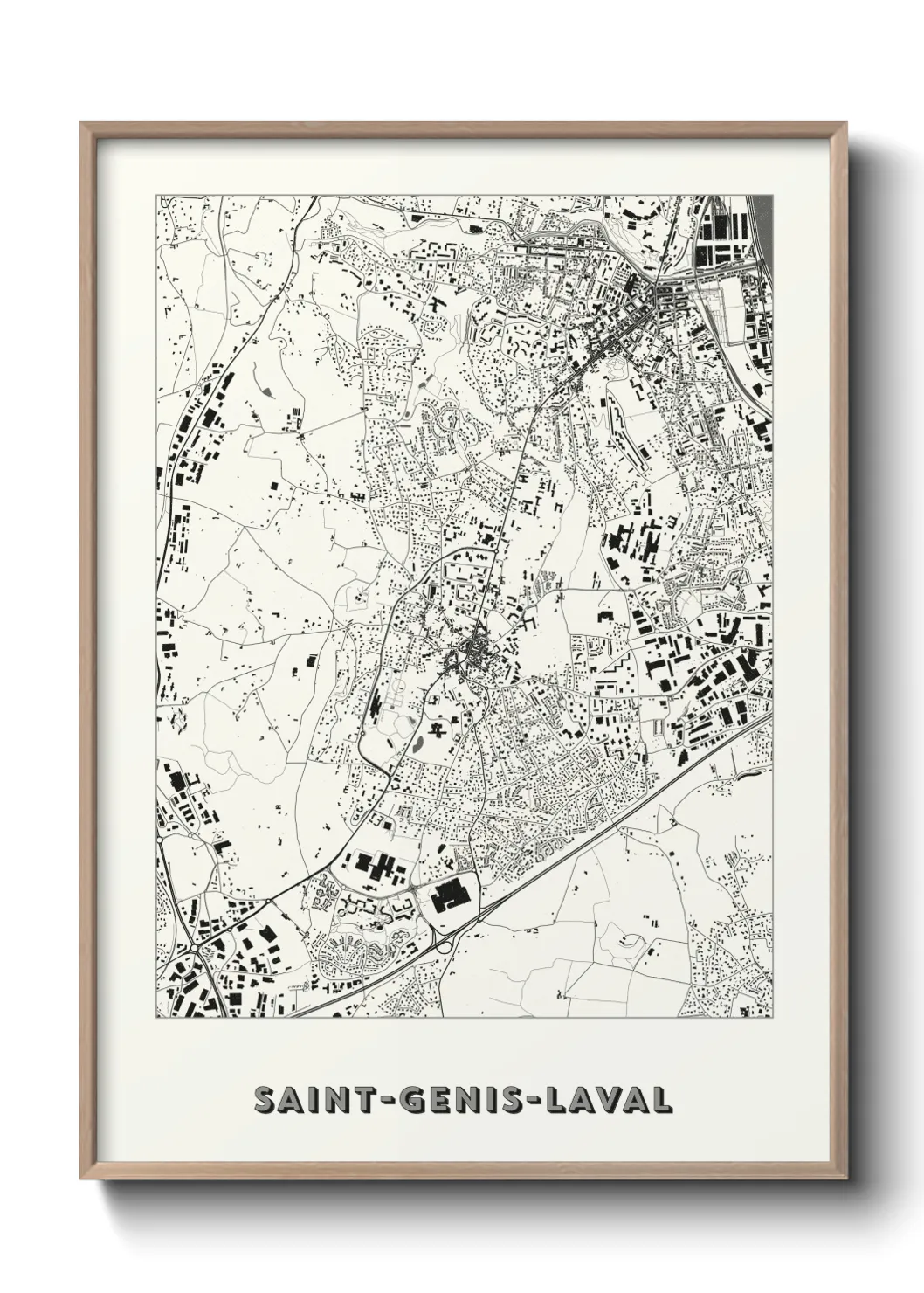 Une affiche de carte sur Saint-Genis-Laval