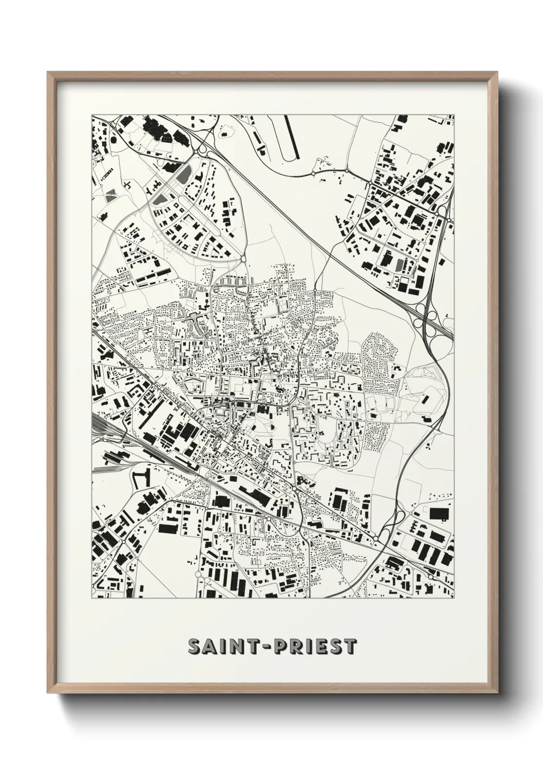 Une affiche de carte sur Saint-Priest