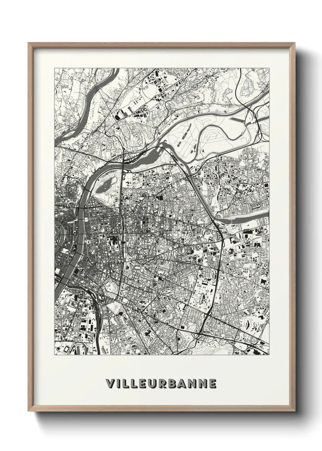 Une affiche de carte sur Villeurbanne