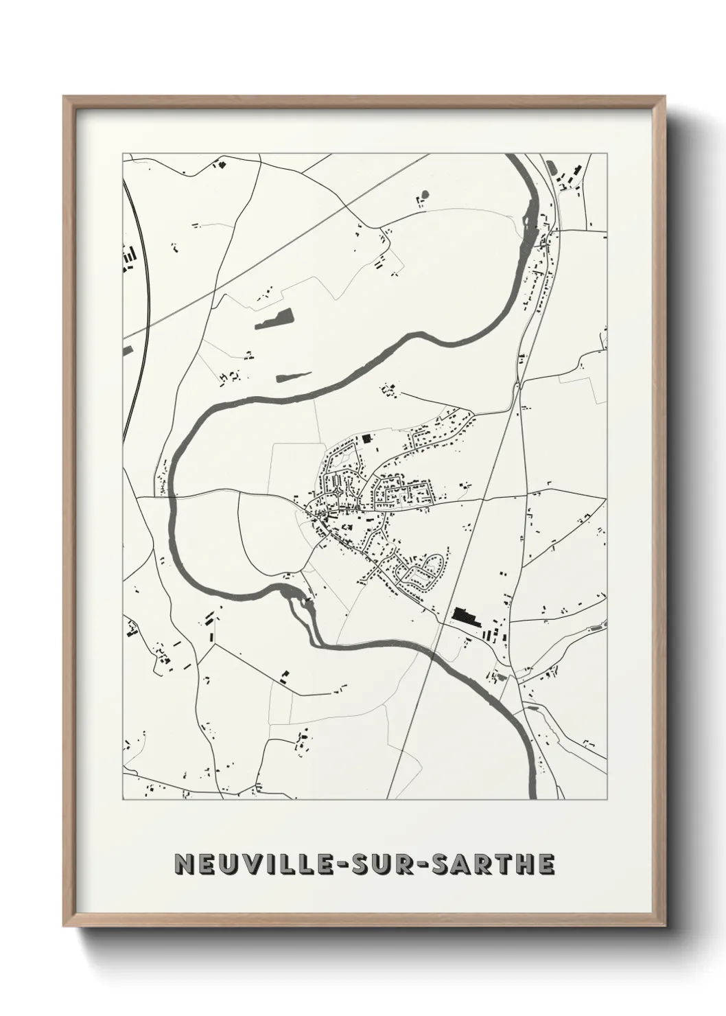 Une affiche de carte sur Neuville-sur-Sarthe