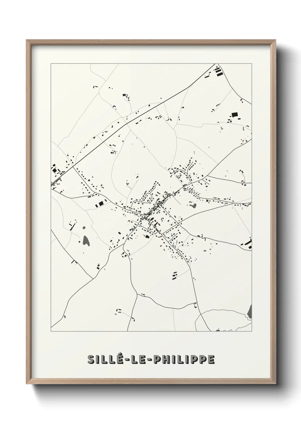 Une affiche de carte sur Sillé-le-Philippe