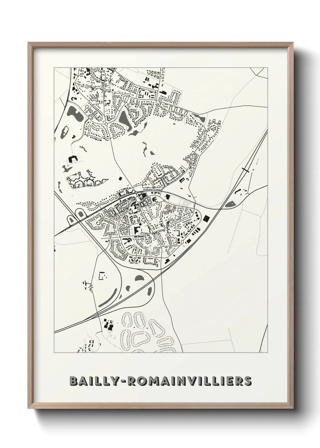 Une affiche de carte sur Bailly-Romainvilliers