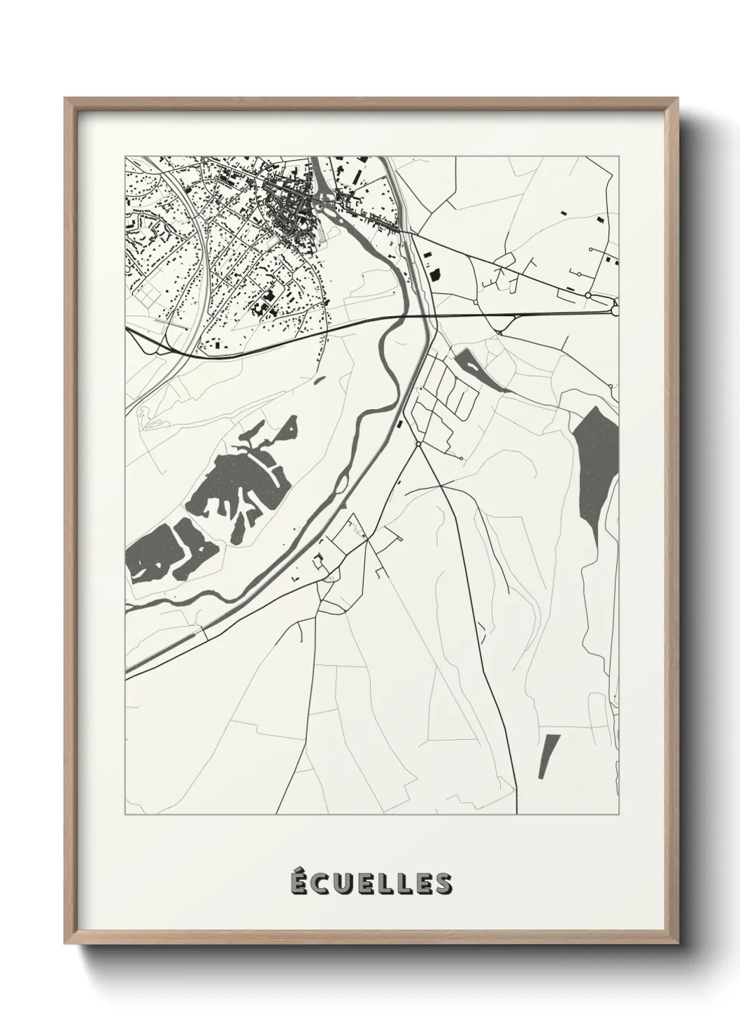 Une affiche de carte sur Écuelles