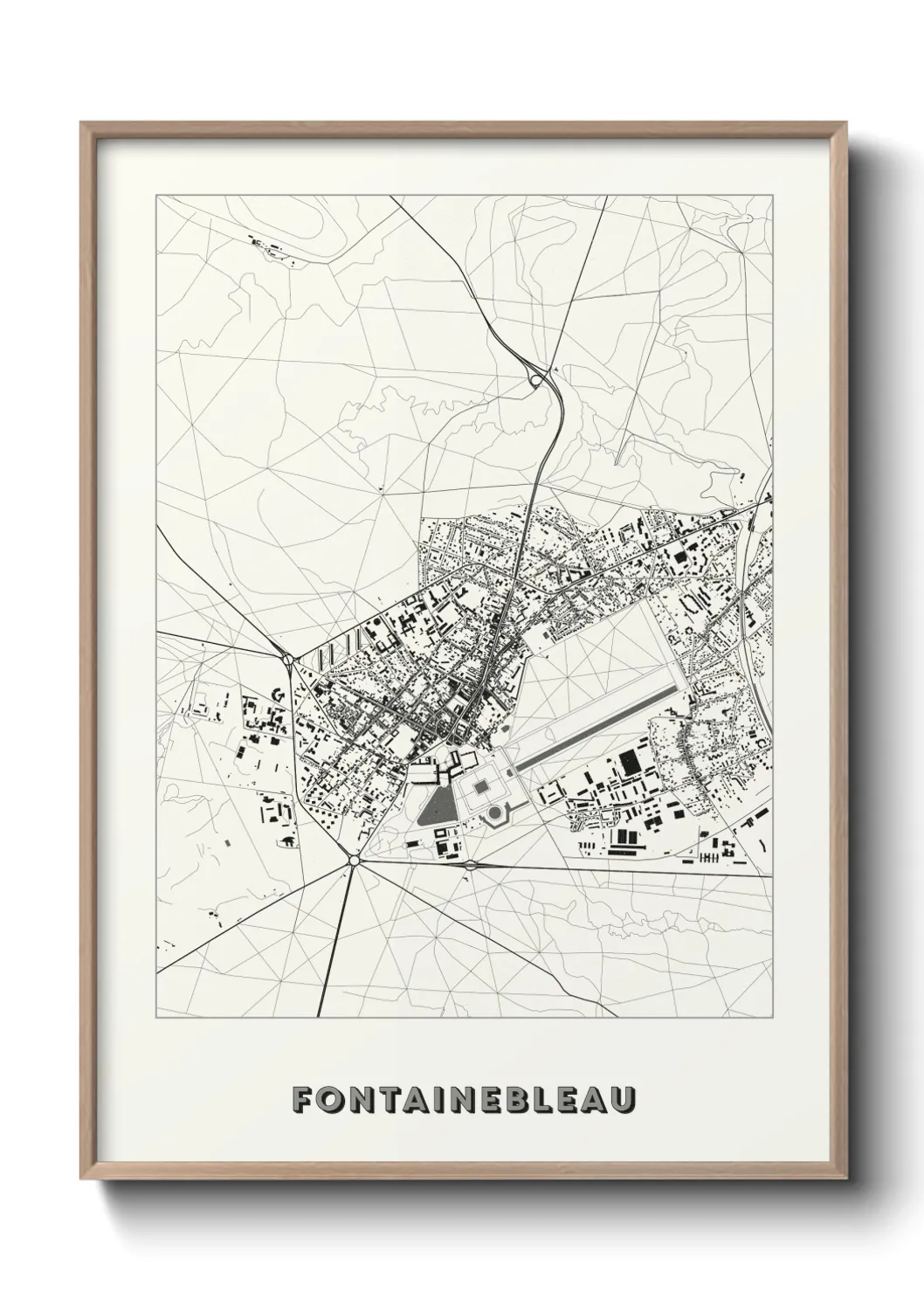 Une affiche de carte sur Fontainebleau