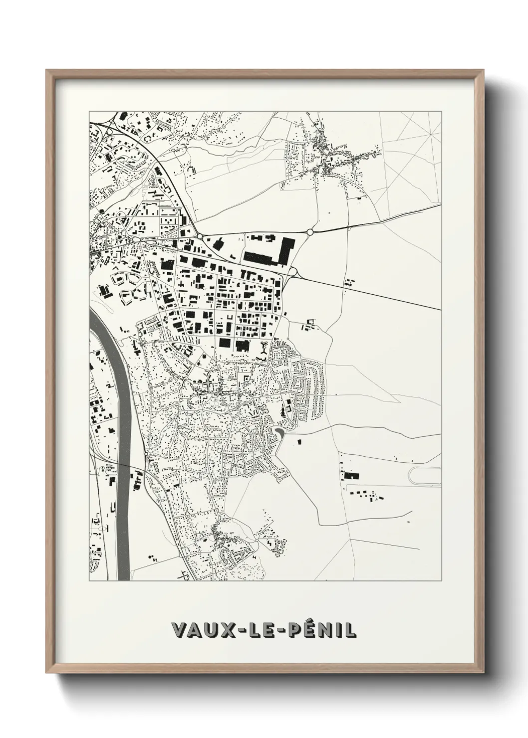 Une affiche de carte sur Vaux-le-Pénil