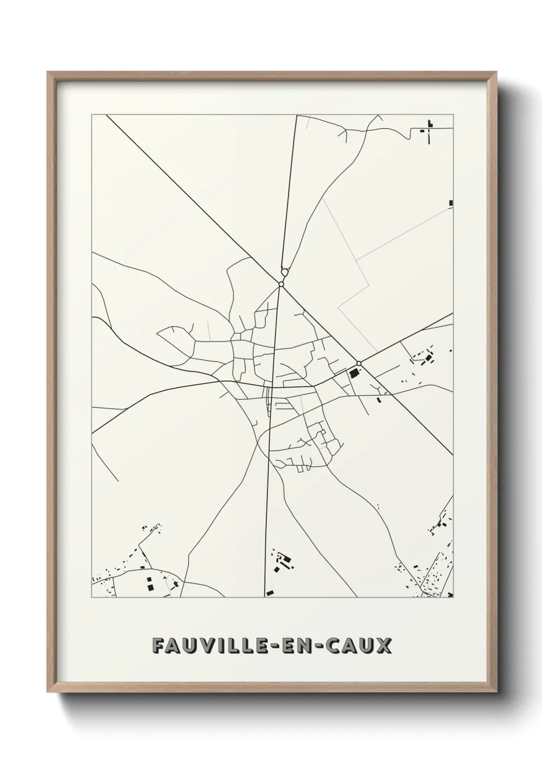 Une affiche de carte sur Fauville-en-Caux