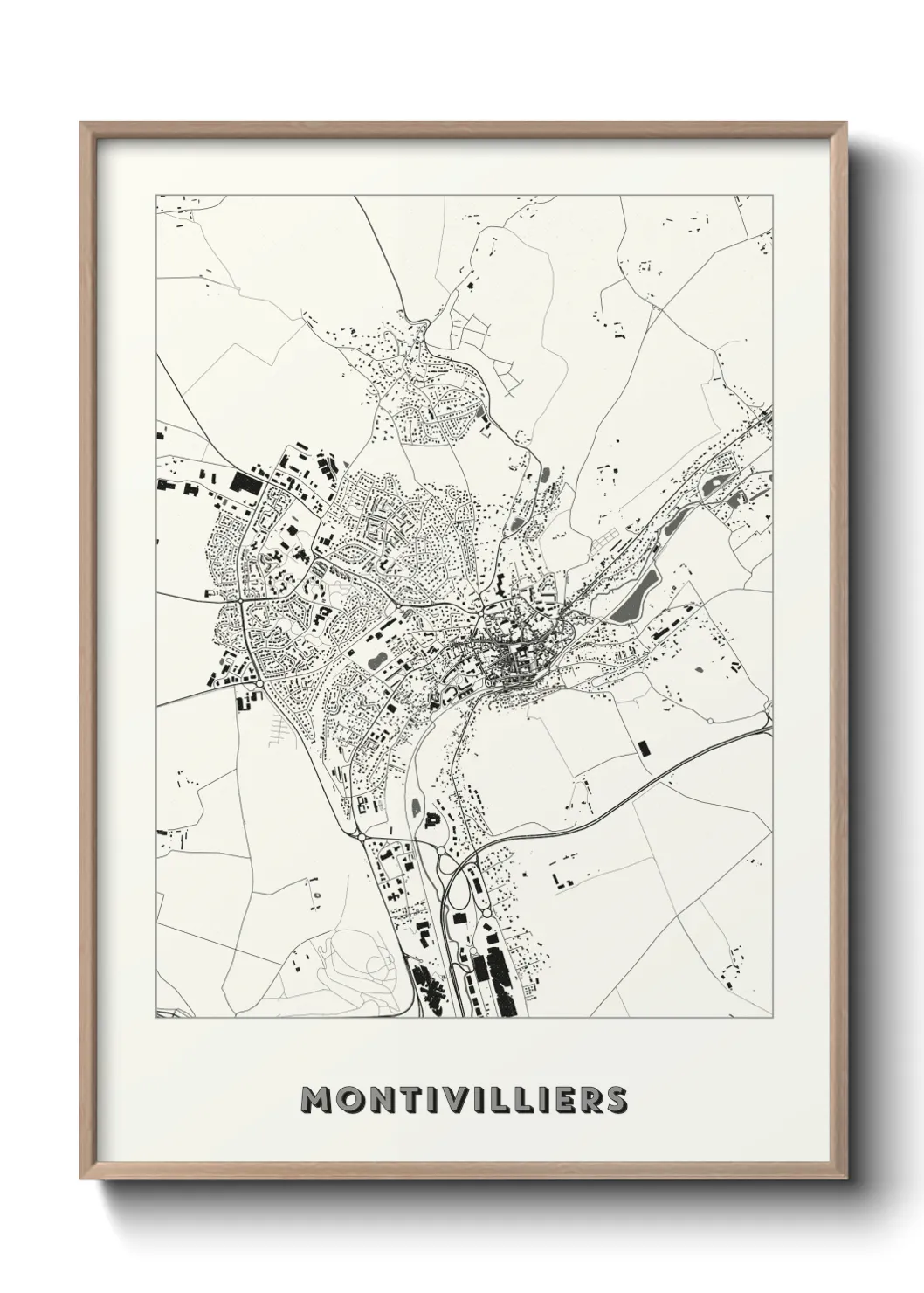 Une affiche de carte sur Montivilliers