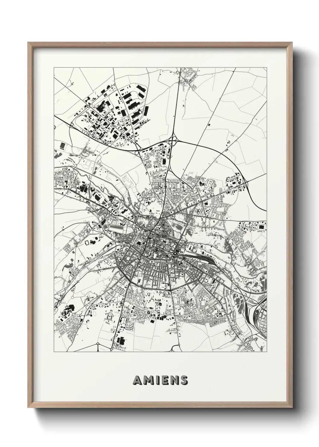 Une affiche de carte sur Amiens
