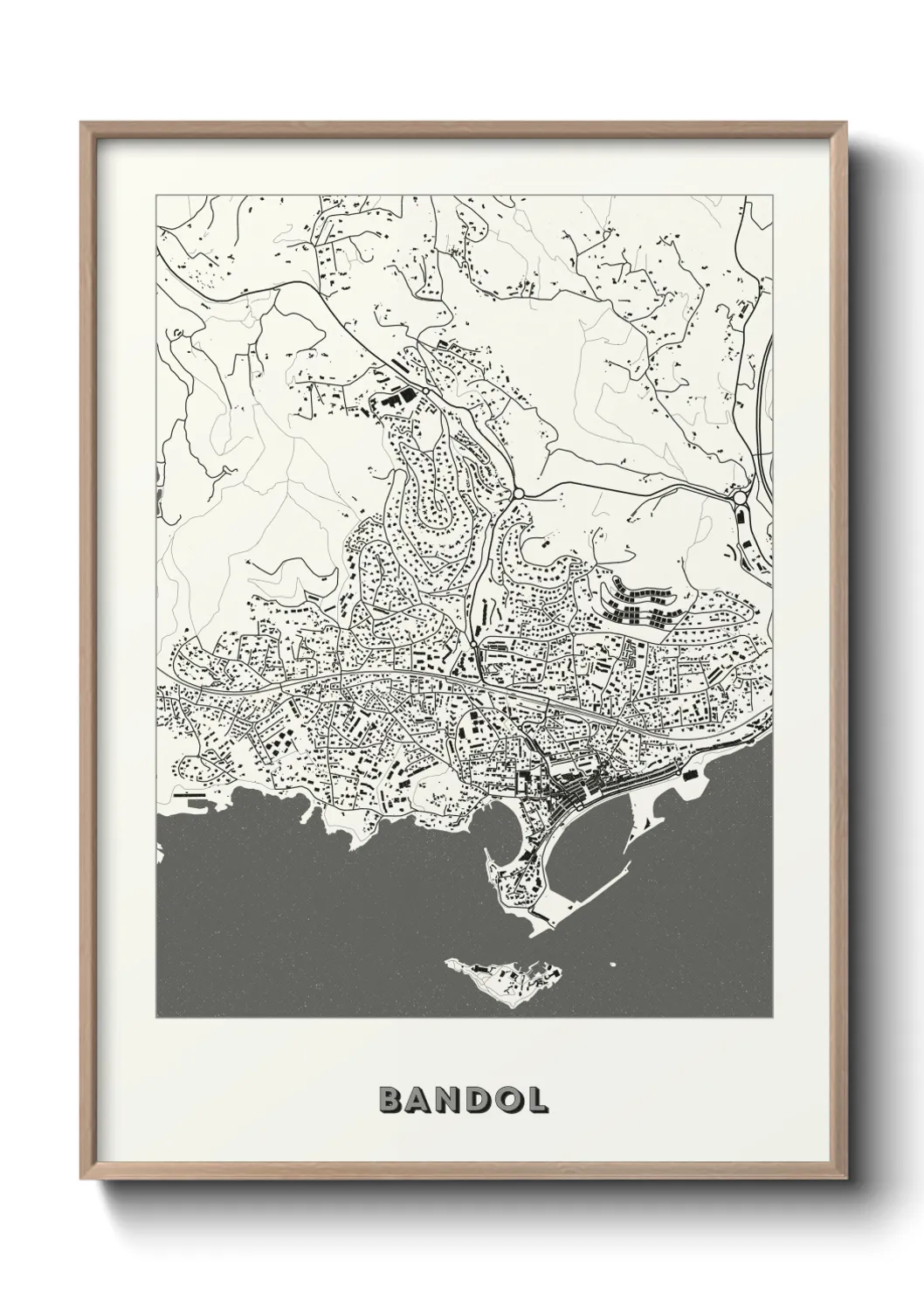 Une affiche de carte sur Bandol