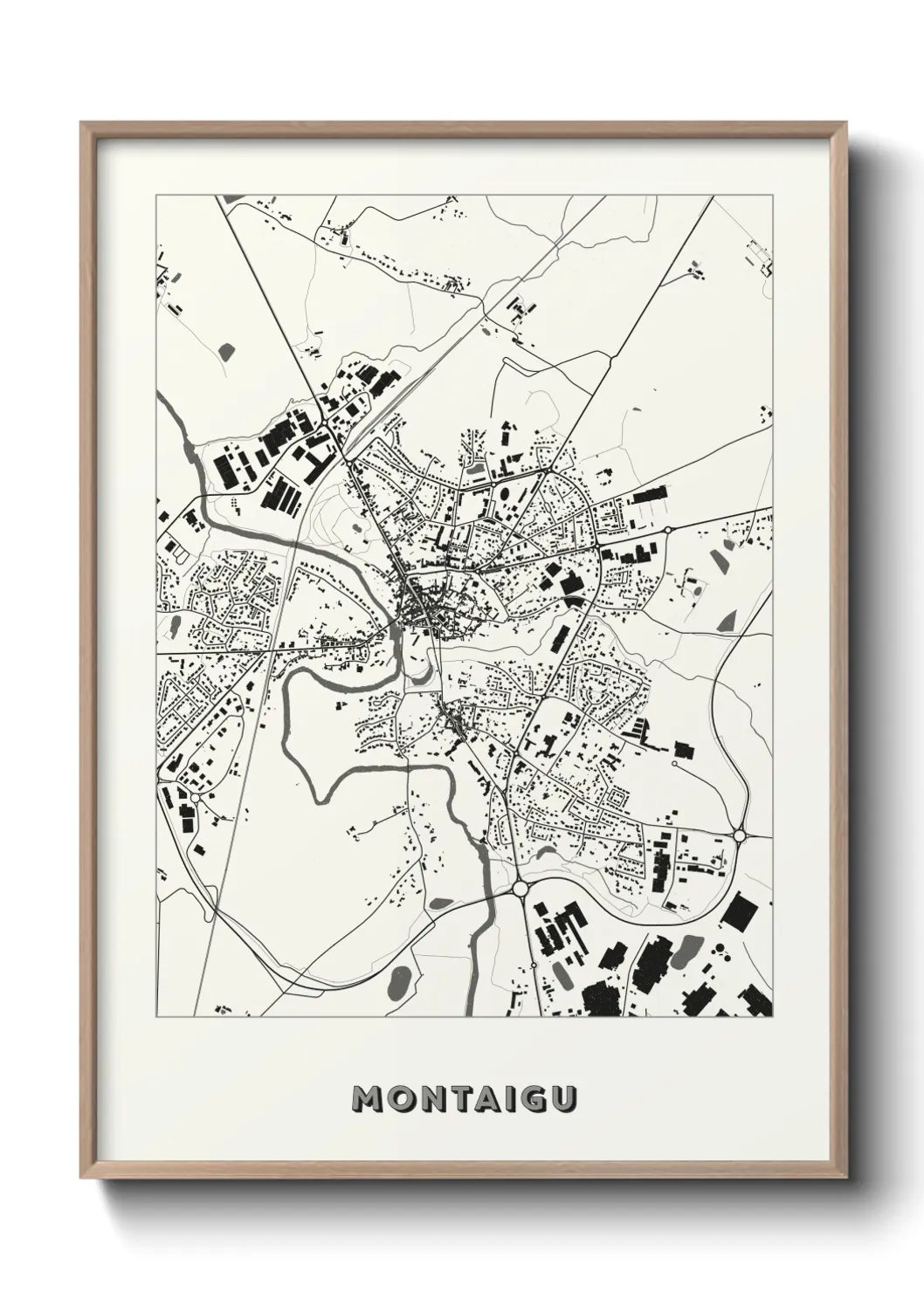 Une affiche de carte sur Montaigu