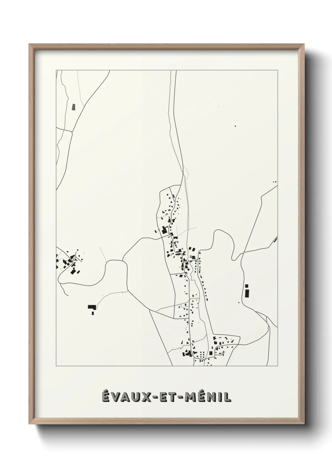 Une affiche de carte sur Évaux-et-Ménil