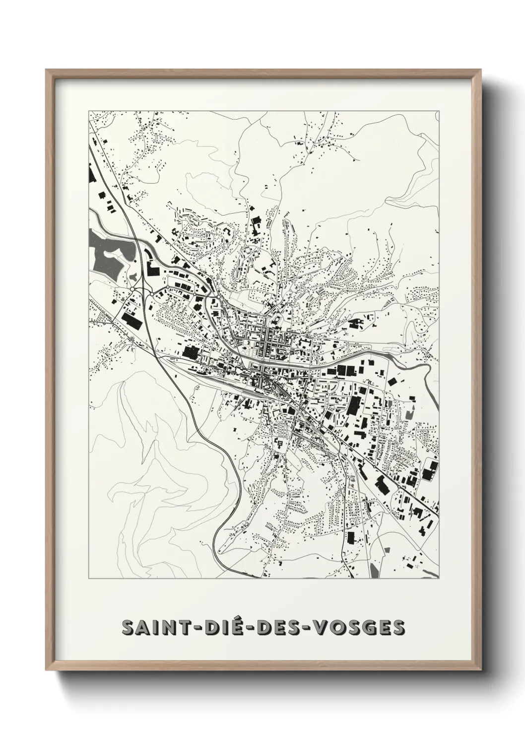 Une affiche de carte sur Saint-Dié-des-Vosges