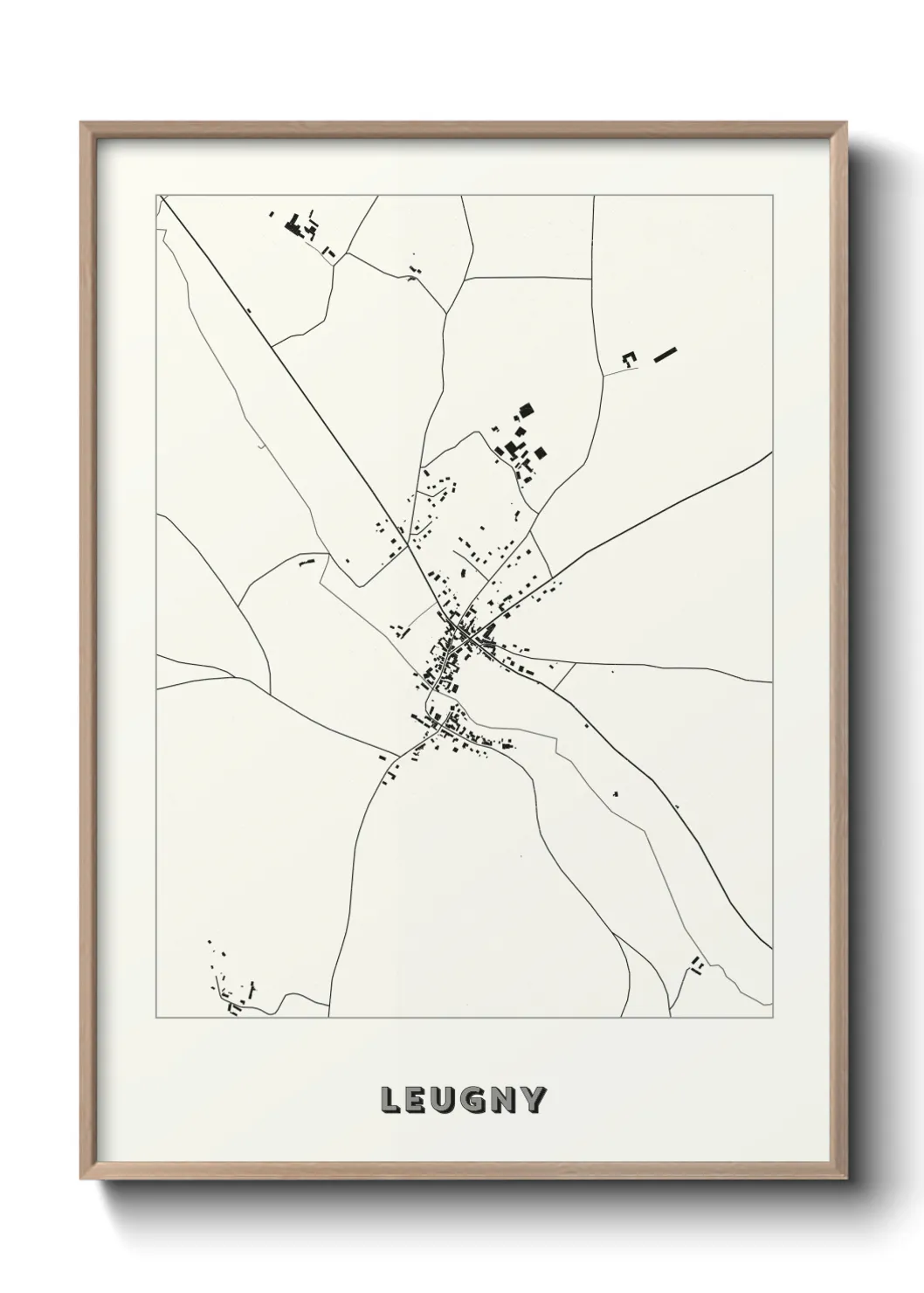 Une affiche de carte sur Leugny