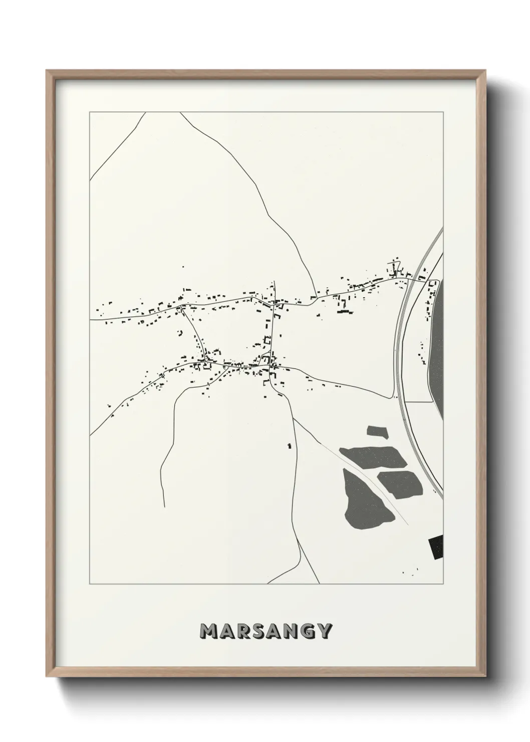 Une affiche de carte sur Marsangy