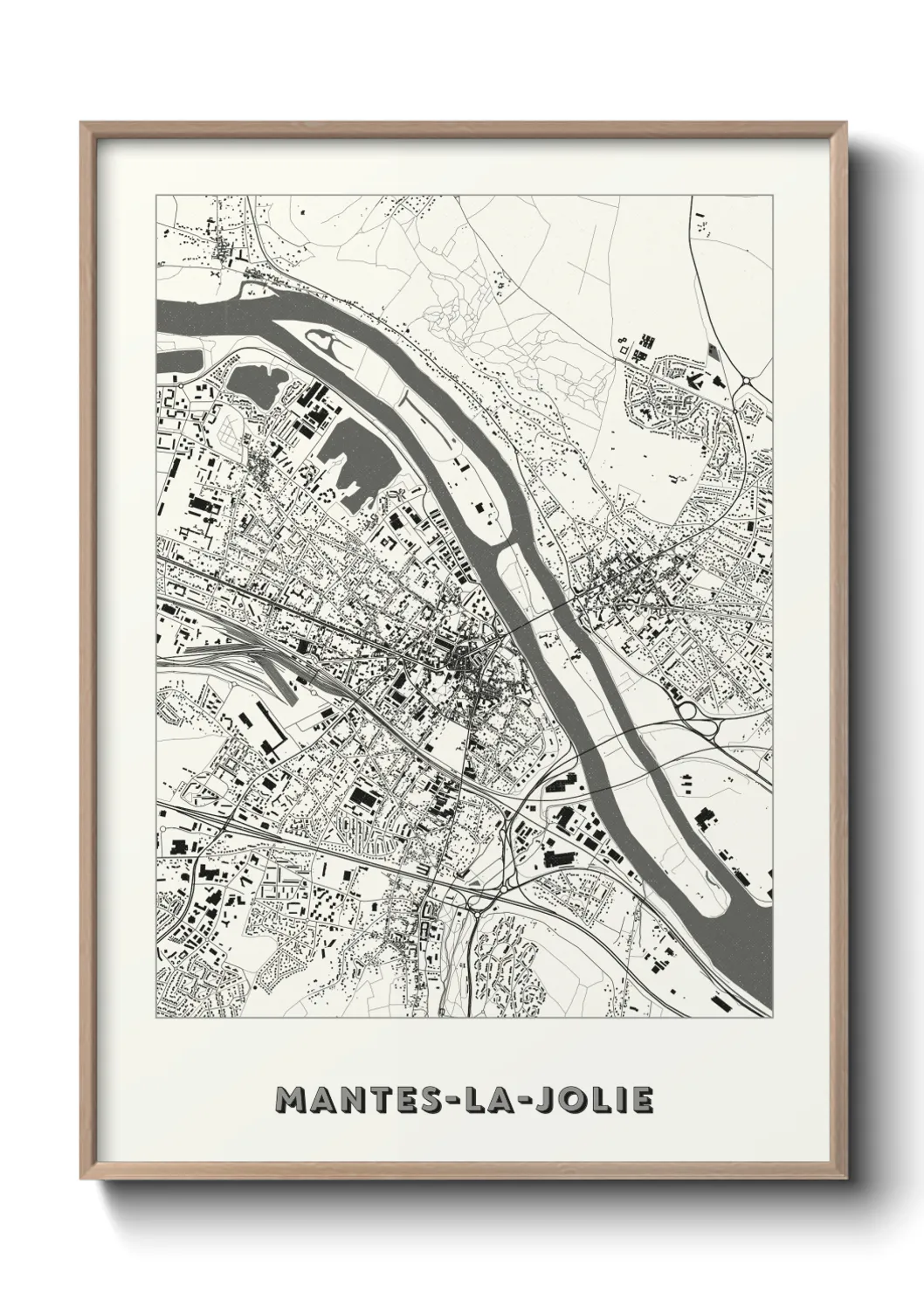 Une affiche de carte sur Mantes-la-Jolie